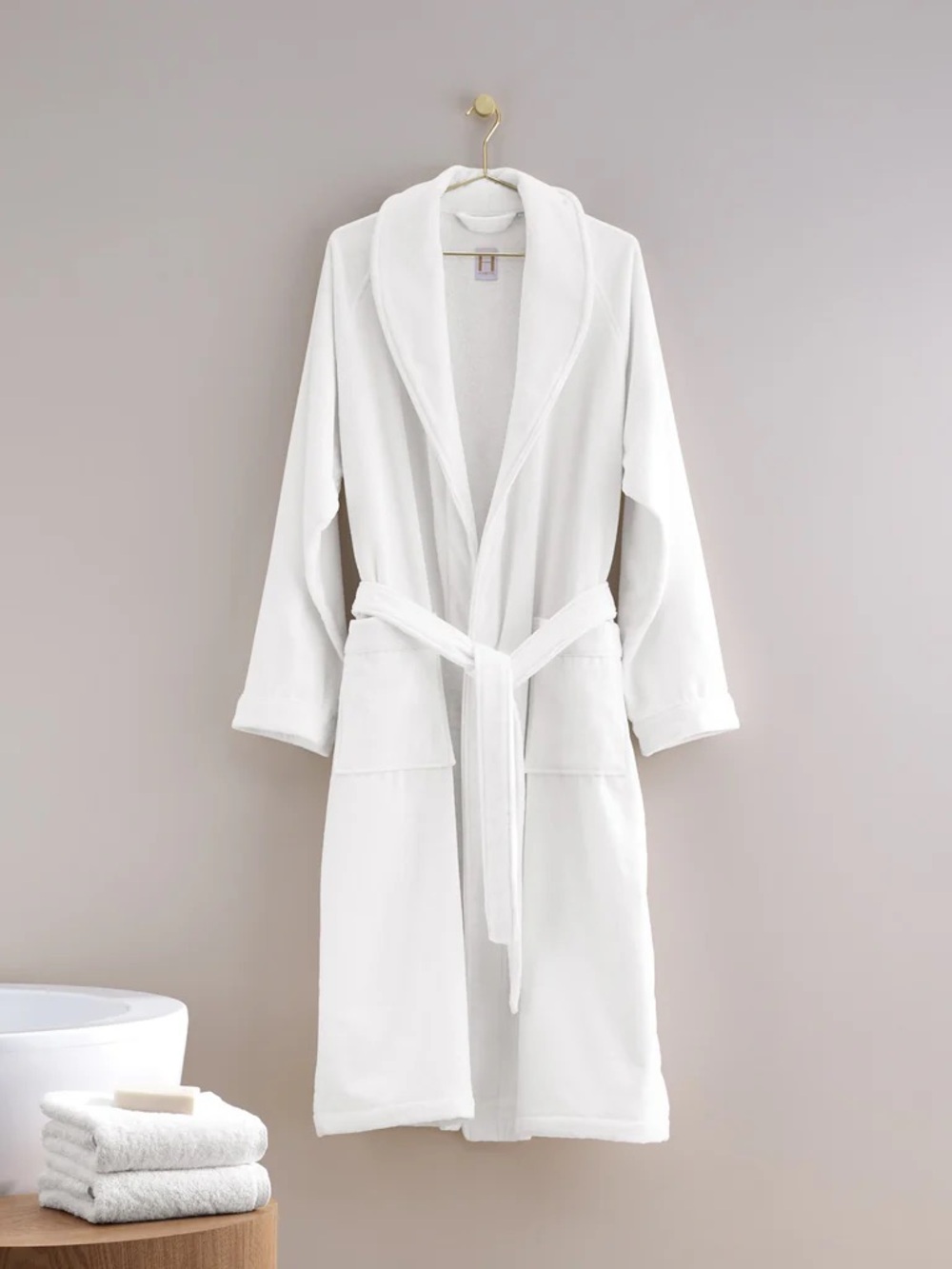H by Frette - Classic White Plush Bathrobe